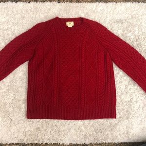 Red Hand Knitted 100% Wool Sweater